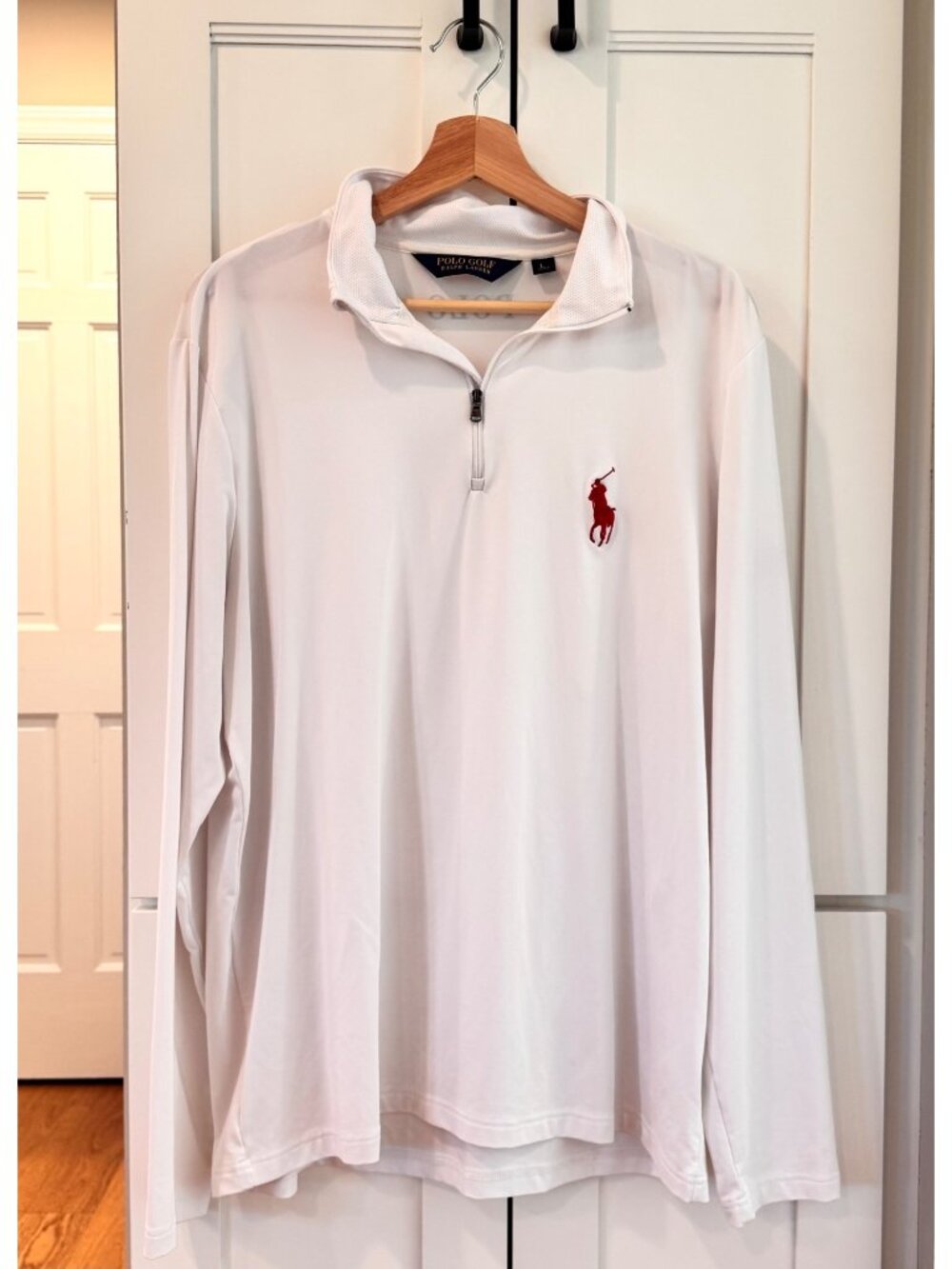 Polo Golf Ralph Lauren Mens Quarter Zip Pullover Shirt White Large Wolf Creek